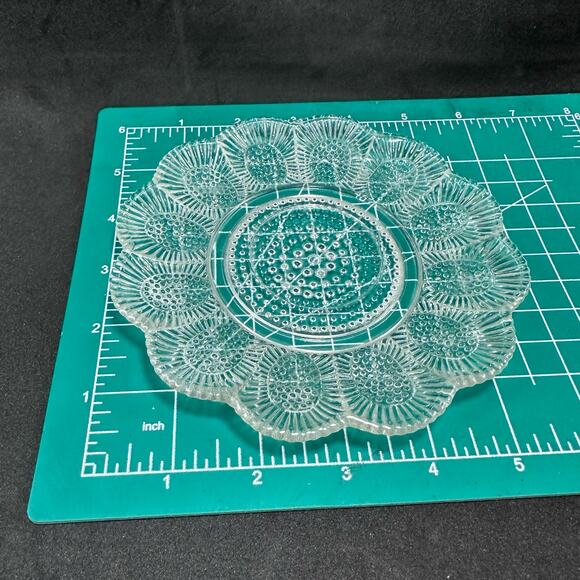 Hobnail Clear Indiana Glass Relish Tray Beaded Thousand Eyes serving small plate - Picture 5 of 9